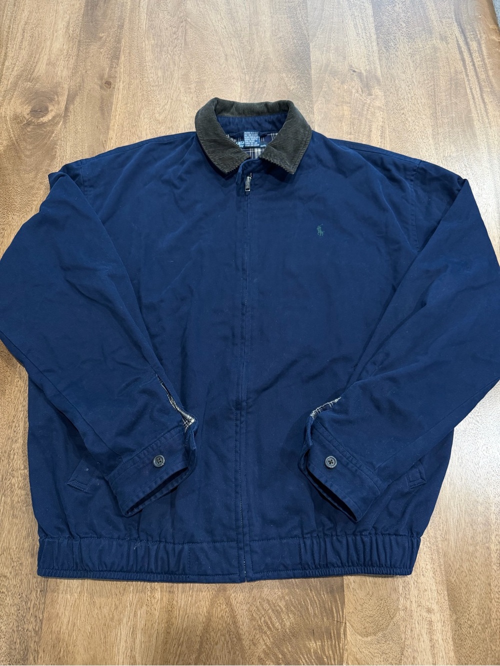 Ralph Lauren Navy Bomber Jacket with Contrast Corduroy Collar